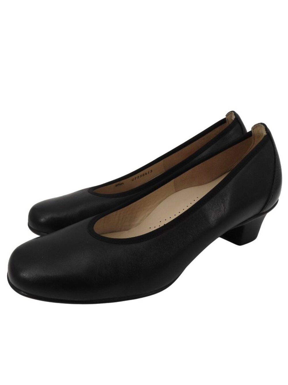 SAS MILANO Women 8.5 M Black Leather Round Toe Heels Pumps Shoes Made in USA